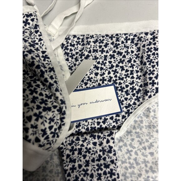 Sleepy Jones Made With Liberty Fabric Bra Set Blue White Patterned Womens XL - Picture 6 of 8